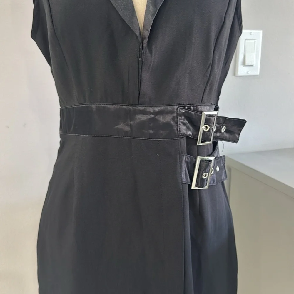 PrettyLittleThing Black Sleeveless Mini Dress with Buckles.  Sz 6 - Picture 3 of 14